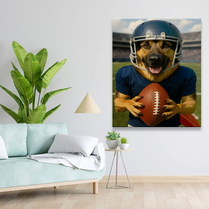 Custom Photo Footaball Dog Canvas Gift For Dog Lovers