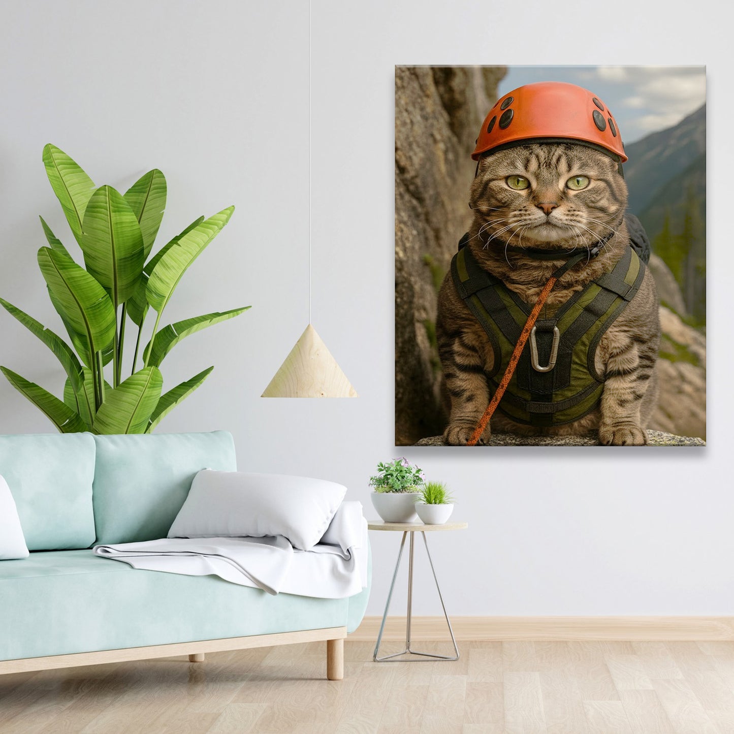 Custom Photo Rock Climber Cat Canvas Gift For Cat Lover