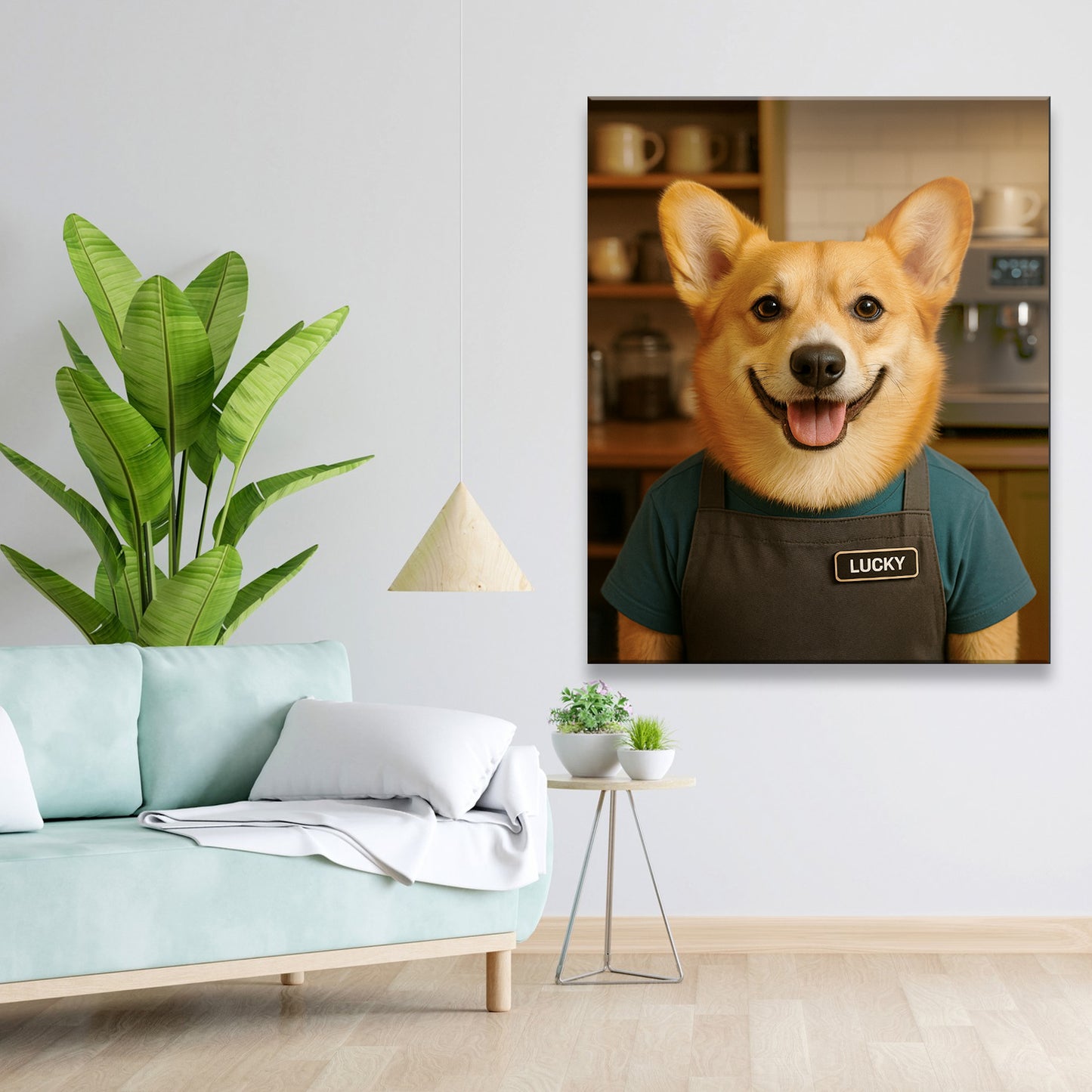 Custom Photo Barista Dog Canvas Gift For Dog Lovers