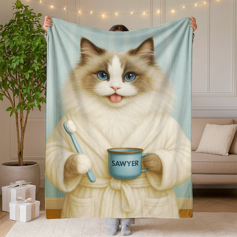 Custom Photo Cat Bathroom Blanket Cat Gifts Lovers