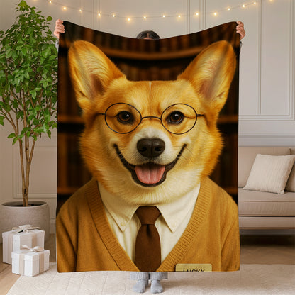 Custom Photo Librarian Book Lover Dog BlanketGift For Dog Lovers