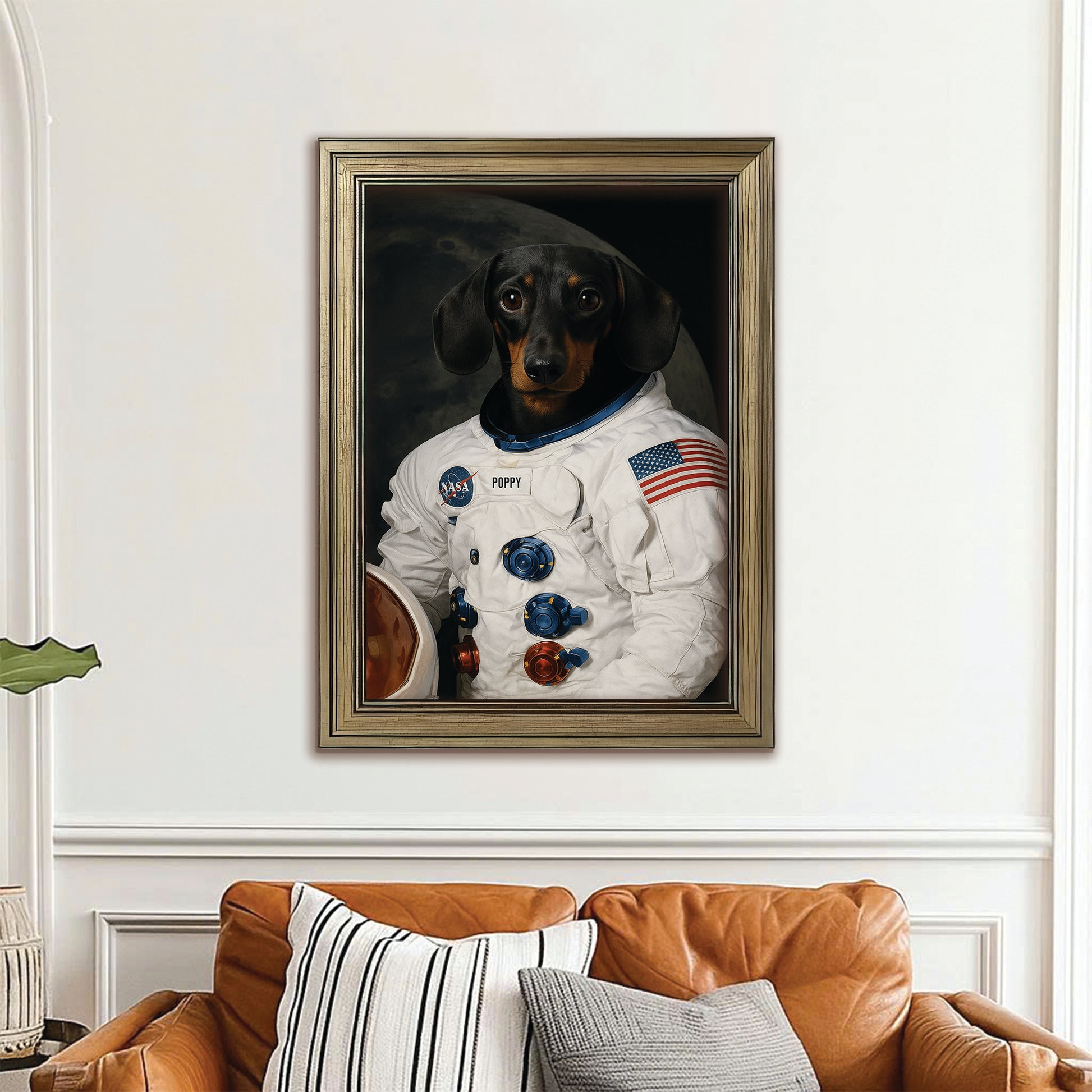 Custom Photo Dog Astronaut Canvas Framed Wall Art Framed Wall Art _ Gift For Dog Lovers