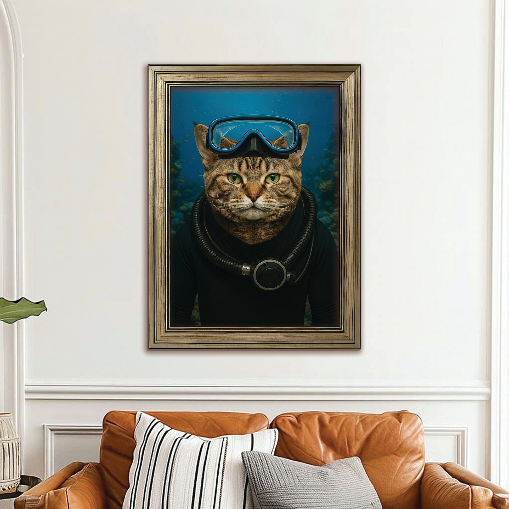 Custom Photo Scuba Diving Cat Gift For Cat Lovers