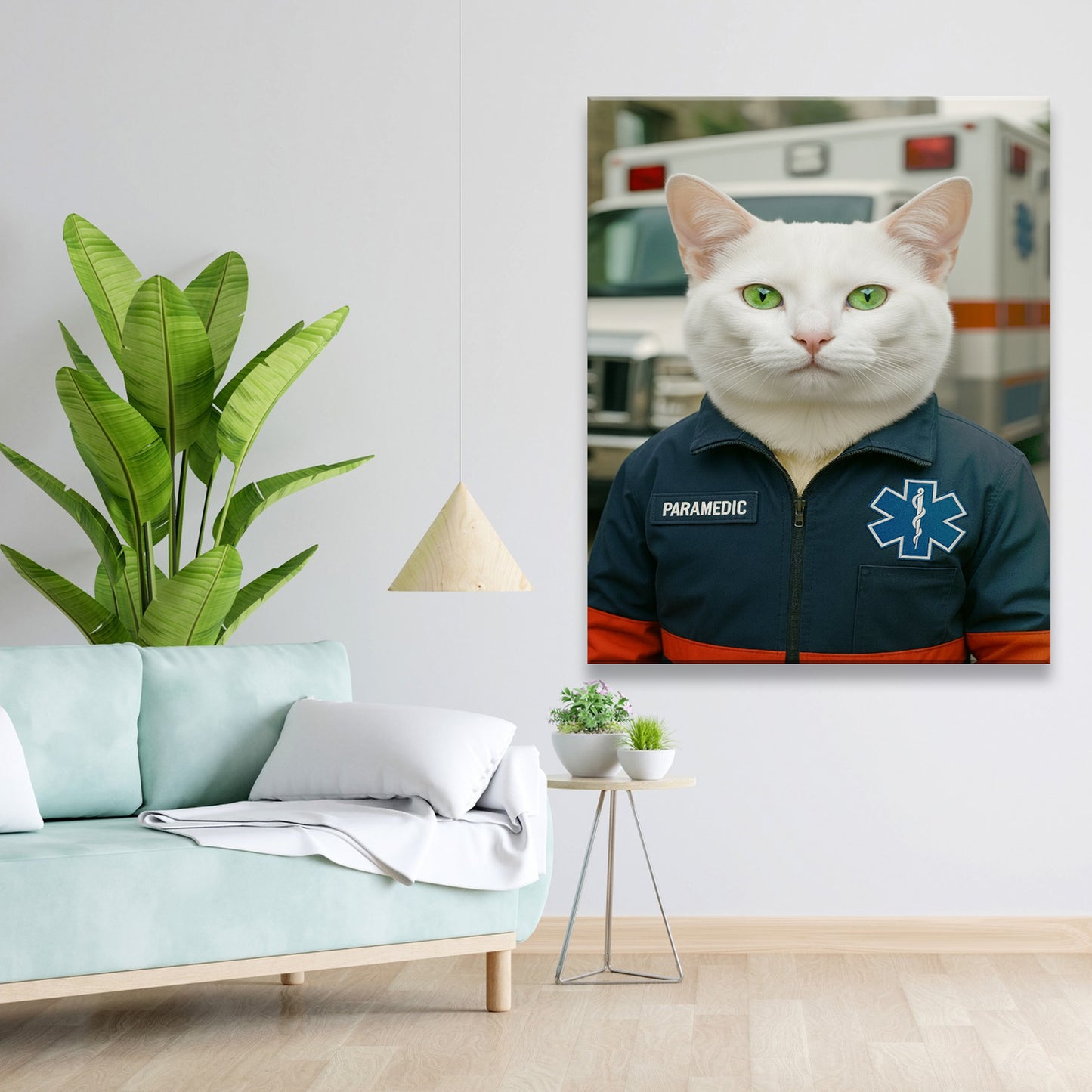 Custom Photo Paramedic Emt Cat Canvas Gift For Cat Lovers