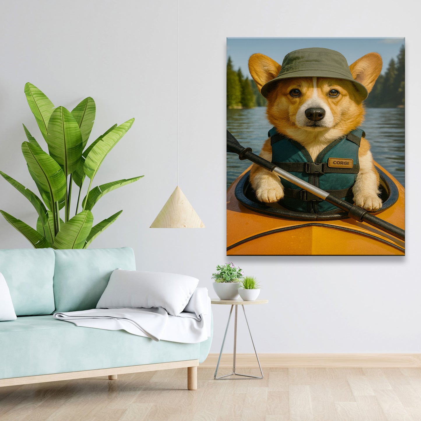 Custom Photo Kayak Dog Canvas Gift For Dog Lovers