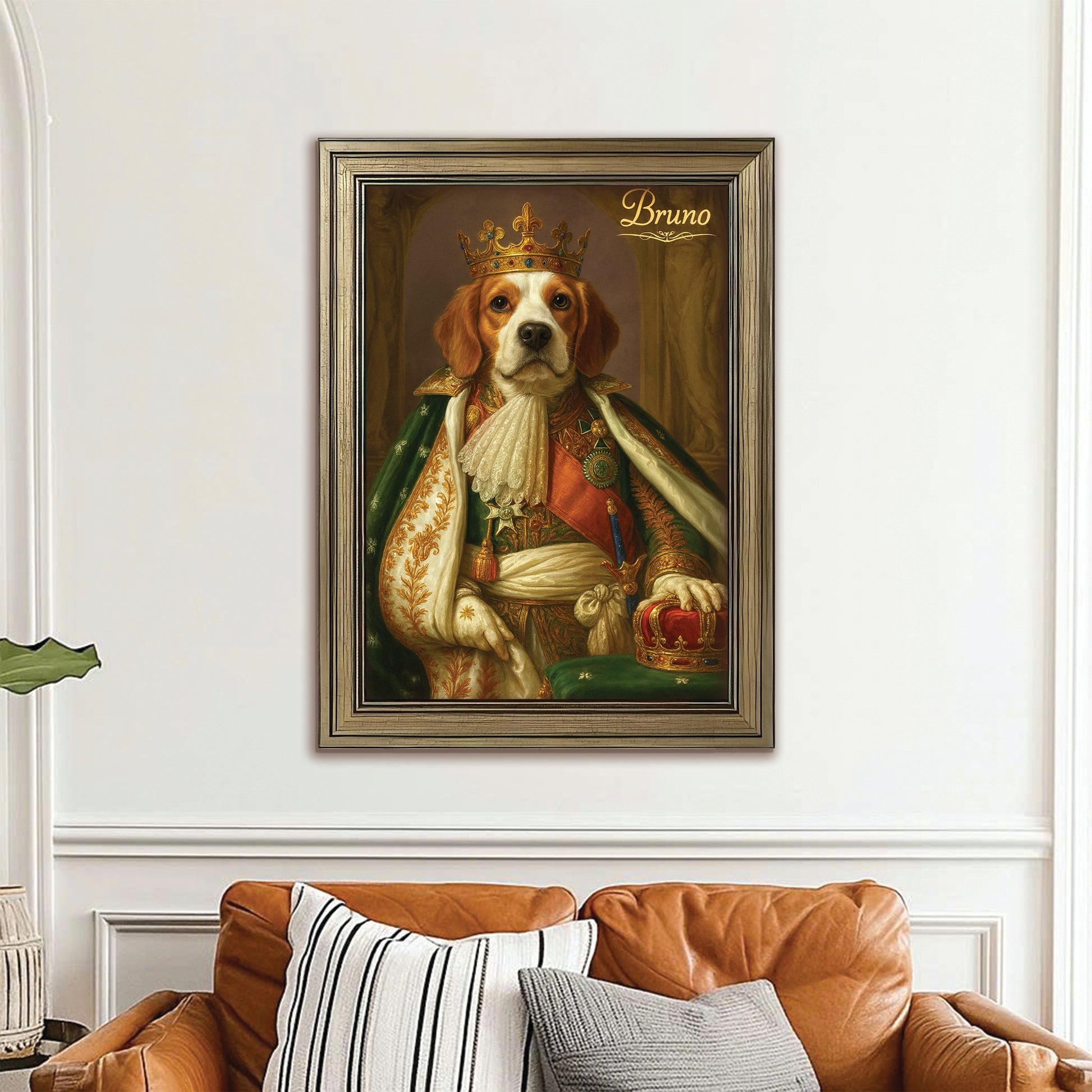 Custom Photo Napoleon Dog Canvas Framed Wall Art Gift For Dog Lovers