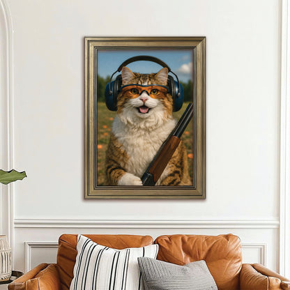 Custom Photo Lacrosse Cat Canvas Framed Wall Art  Gift For Cat Lovers