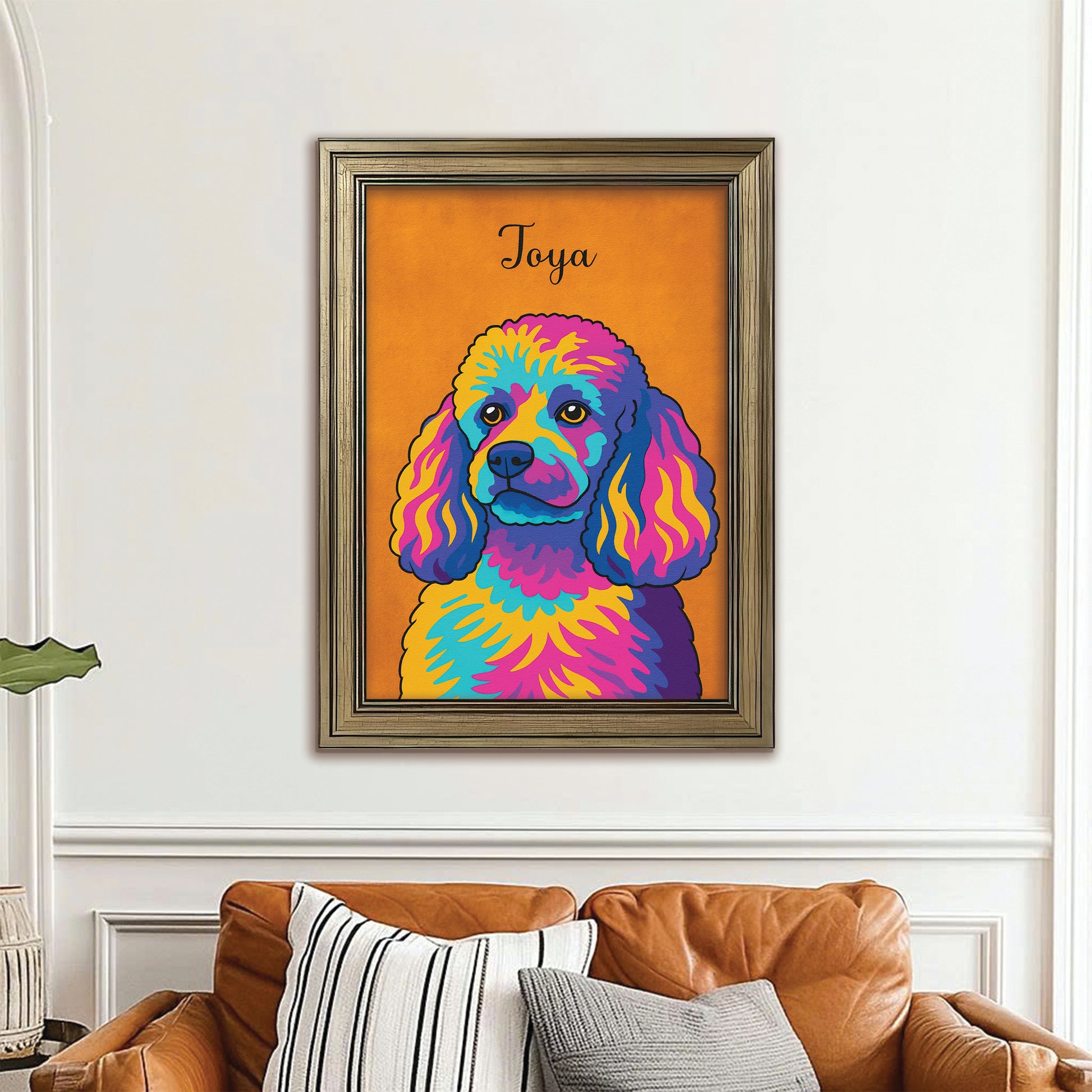 Custom Photo Minimalist Dog Canvas Framed Wall Art Gift For Dog Lovers