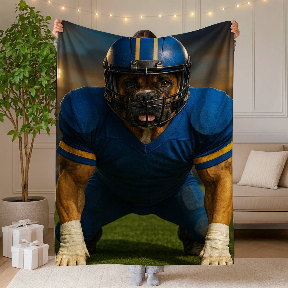 Custom Photo Football Player 2 Dog BlanketGift For Dog Lovers