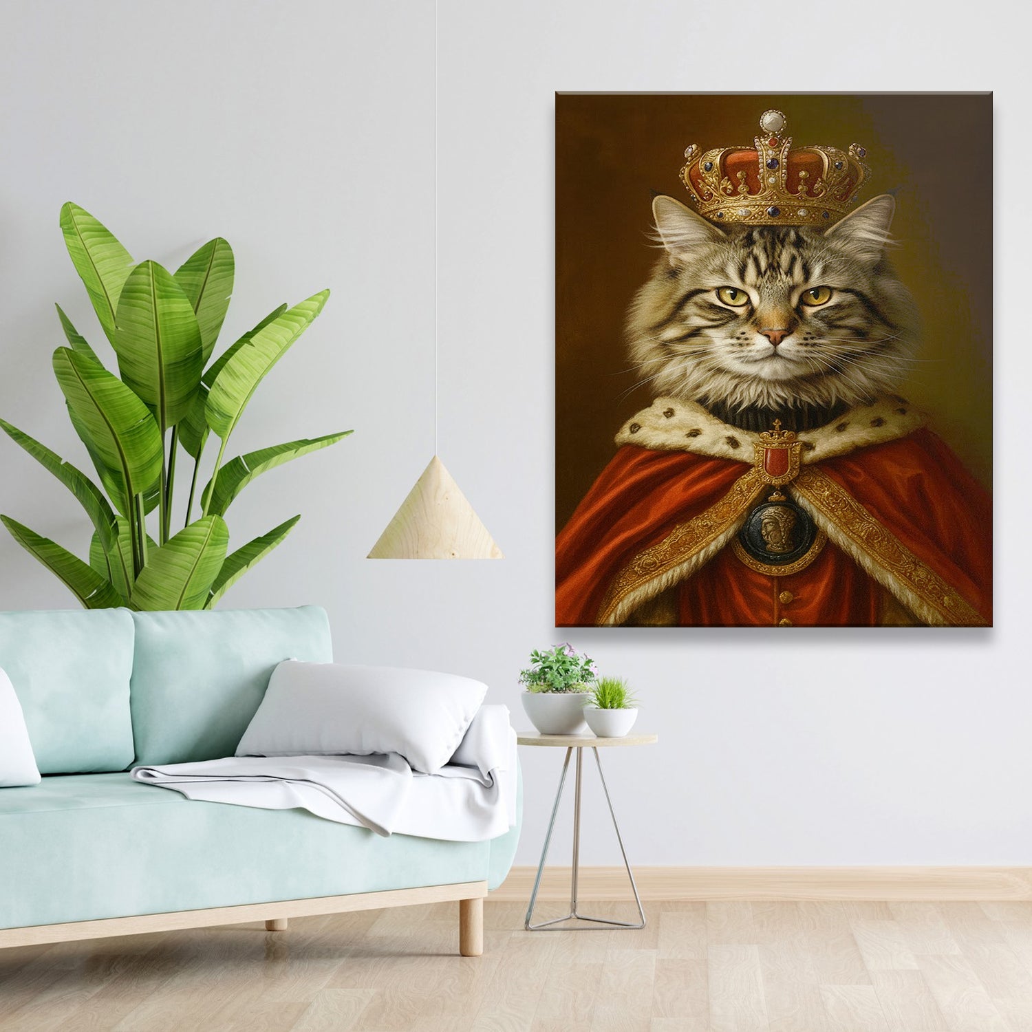 Custom Photo Royal Cat With Crown Canvas Gift For Cat Lovers