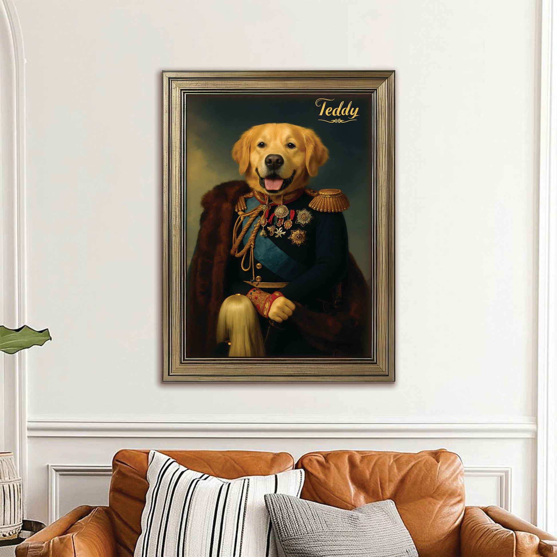 Custom Photo Imperial Minister Dog Canvas Framed Wall Art Gift For Dog Lovers