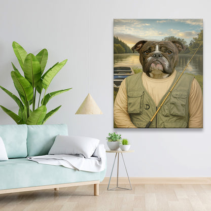Custom Photo Fisherman Dog Canvas