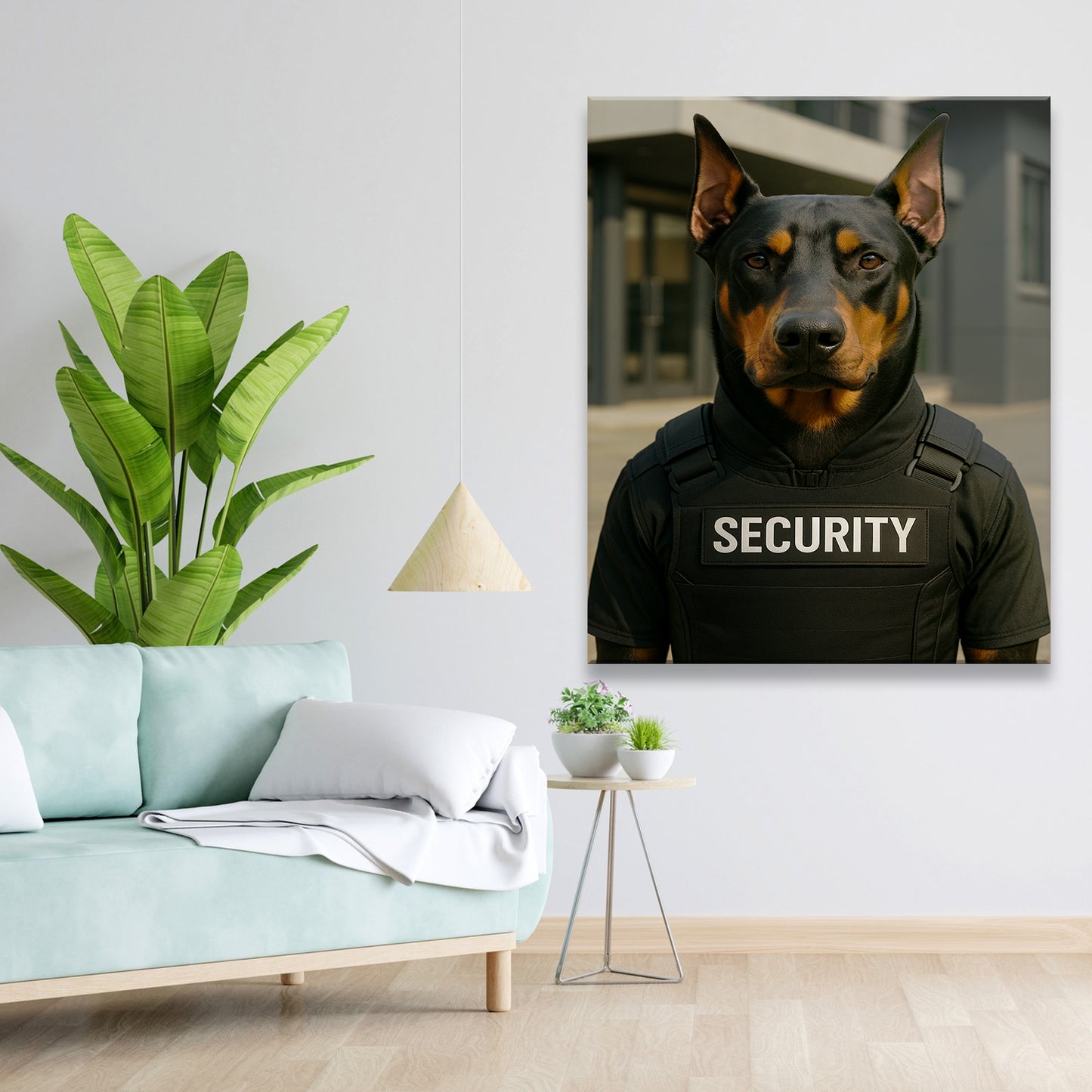 Custom Photo Security Guard Dog Canvas Gift For Dog Lovers