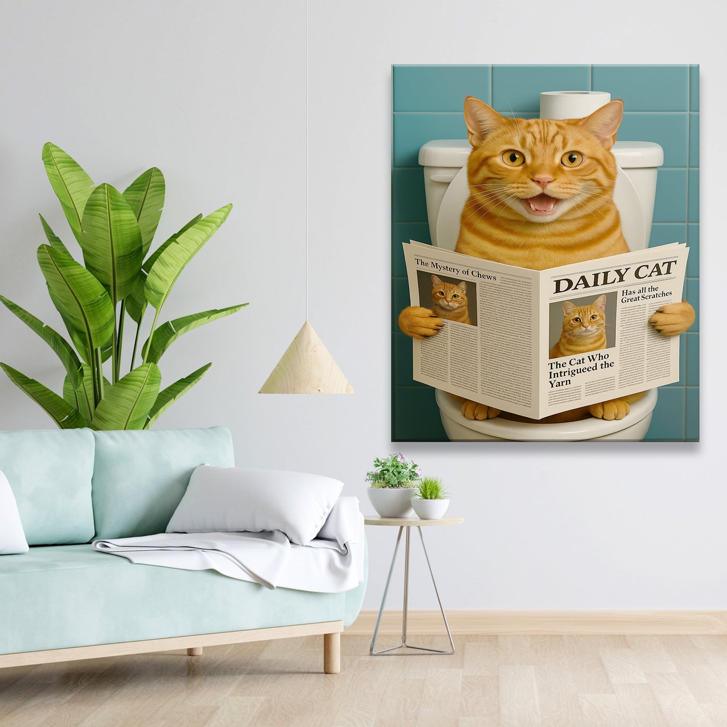 Custom Photo Cat Toilet Bathroom Canvas Wall Art