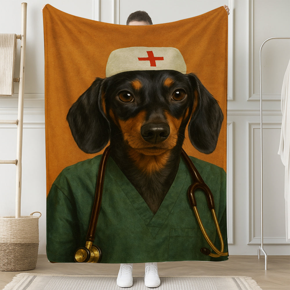 Custom Photo Nurse Dog BlanketGift For Dog Lovers