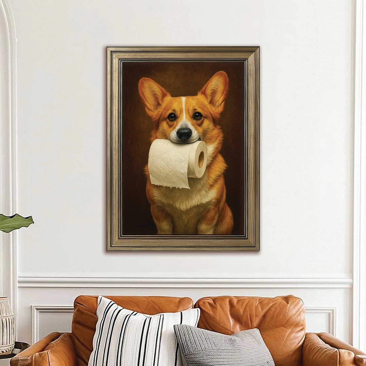 Custom Photo Dog Bathroom Style 18 Canvas Framed Wall Art Gift For Dog Lovers