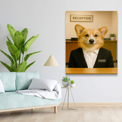 Custom Photo Receptionist Dog Canvas Gift For Dog Lovers