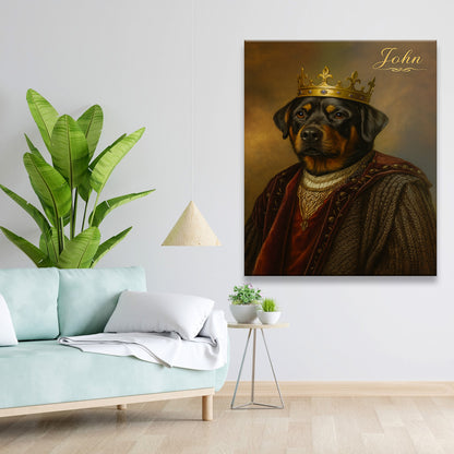 Custom Photo Crown King Dog Canvas Gift For Dog Lovers