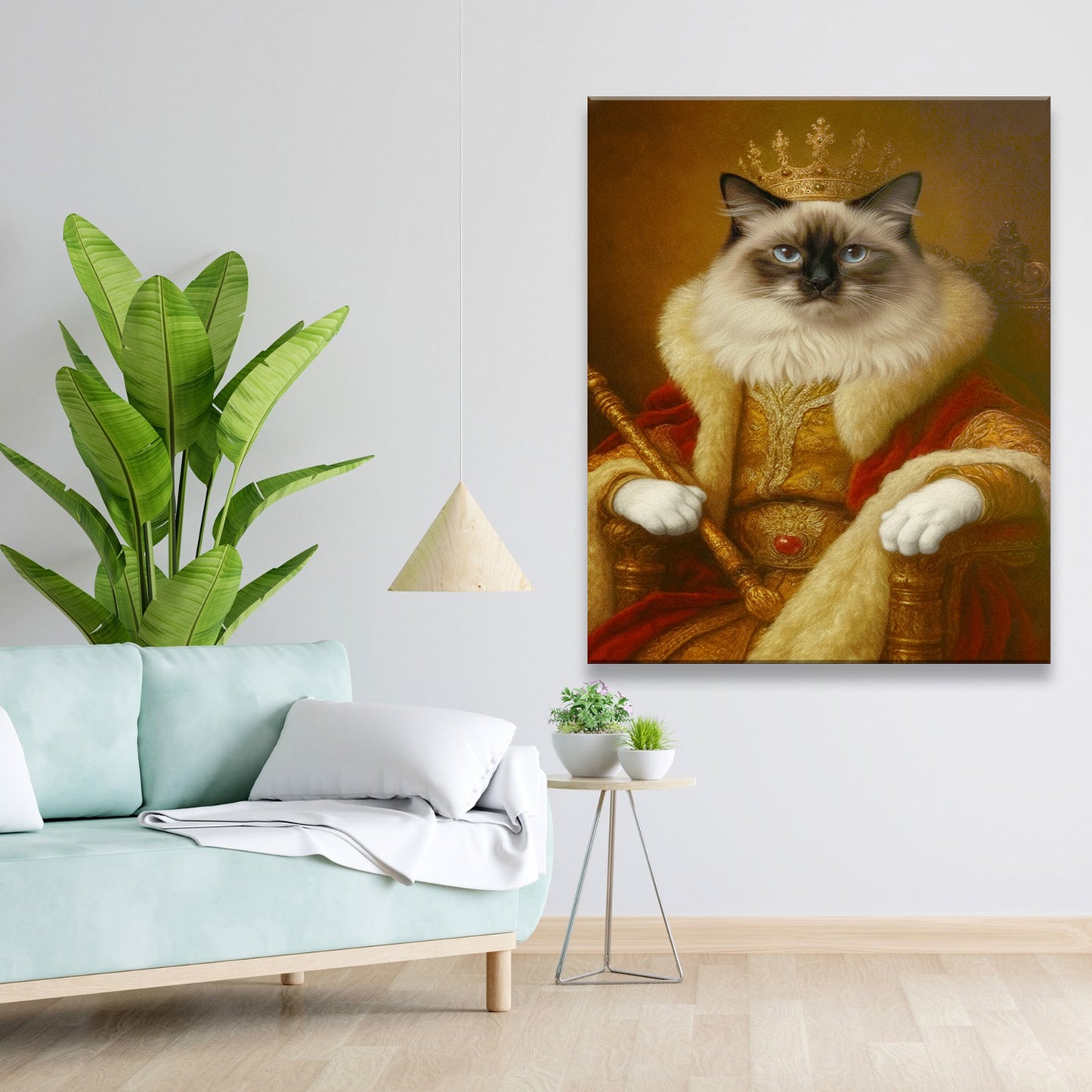 Custom Photo King Royal With Crown Cat Canvas Gift For Cat Lovers