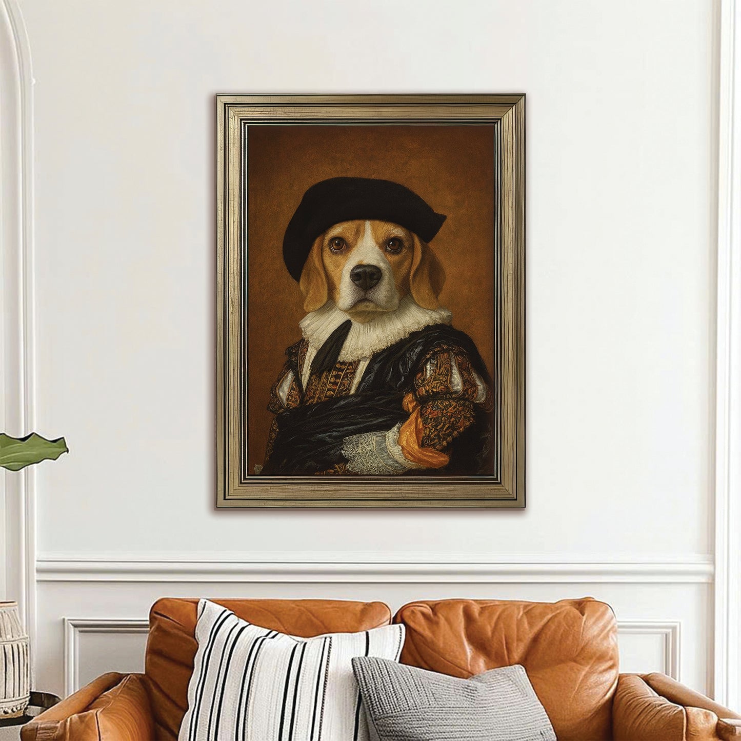 Custom Photo Royal Dog Canvas Framed Wall Art Dog Lover Gifts