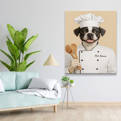 Custom Dog Chef Potrait Canvas Gift For Dog Lovers