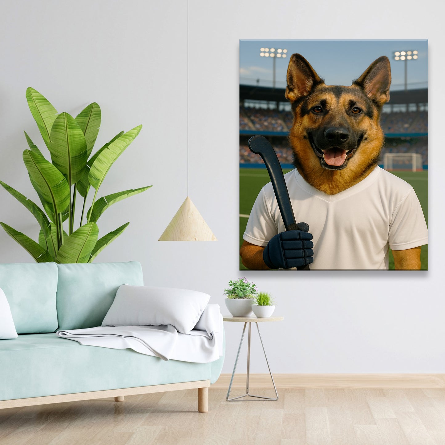Custom Photo Field Hockey Dog Canvas Gift For Dog Lovers