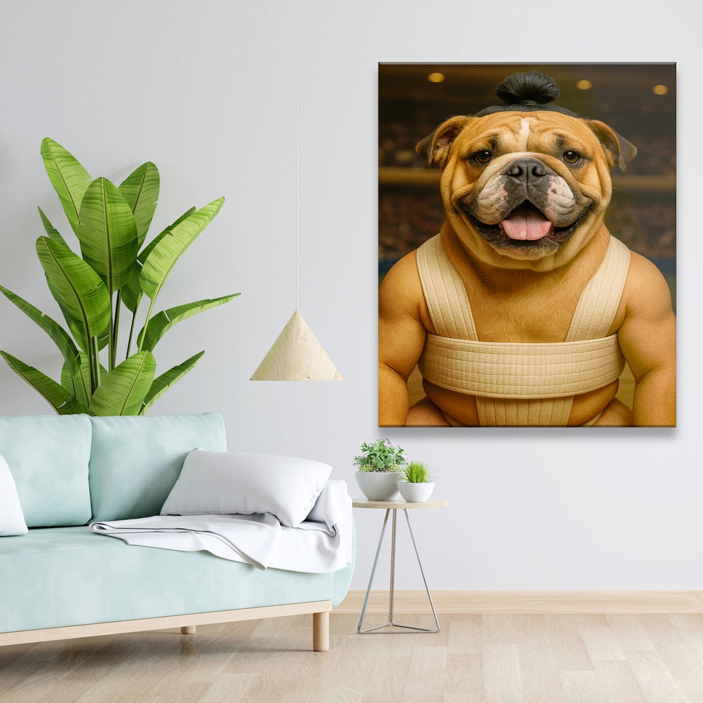 Custom Photo Sumo Dog Canvas Gift For Dog Lovers