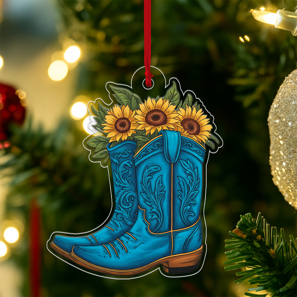 Flower Cowgirl Acrylic Ornament Christmas Gift