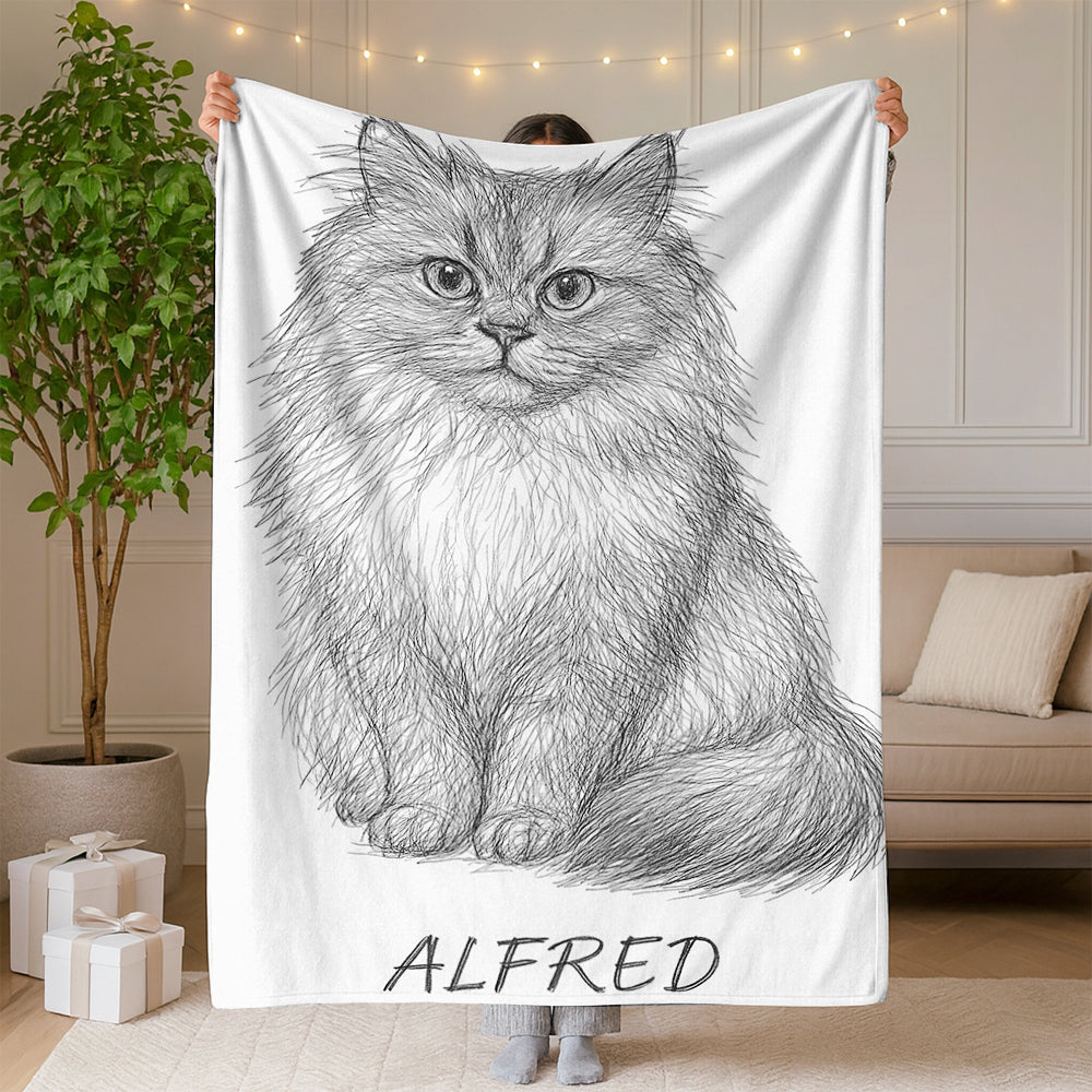 Custom Photo Cat Pencil Art