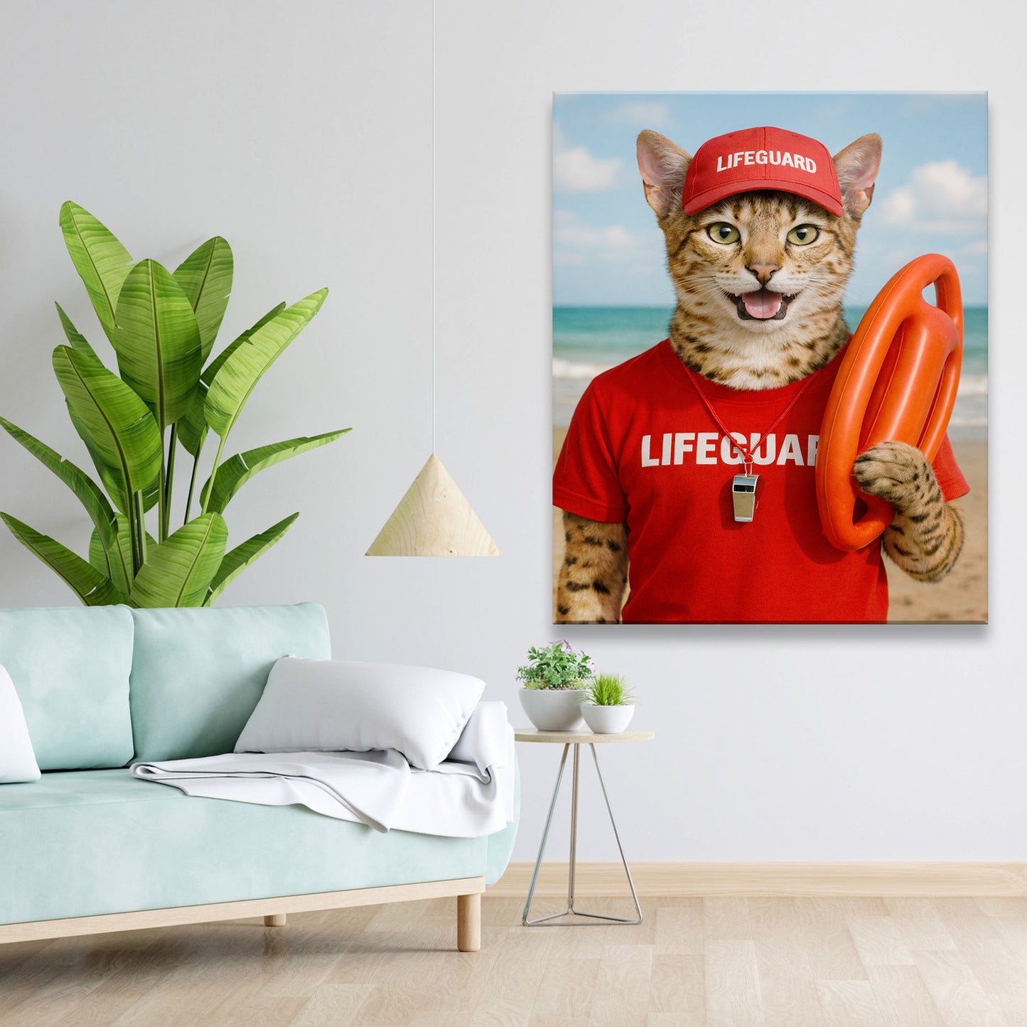 Custom Photo Lifeguard Cat Canvas Gift For Cat Lovers