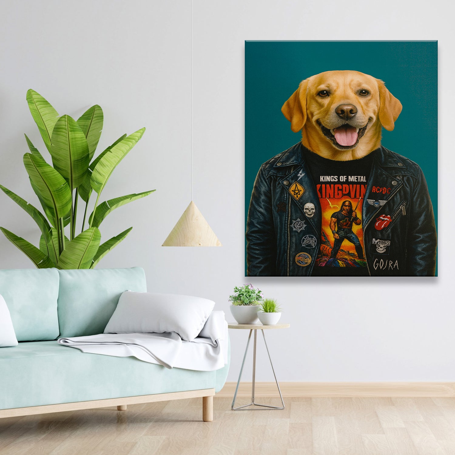 Custom Photo Dog Rock n Roll Canvas