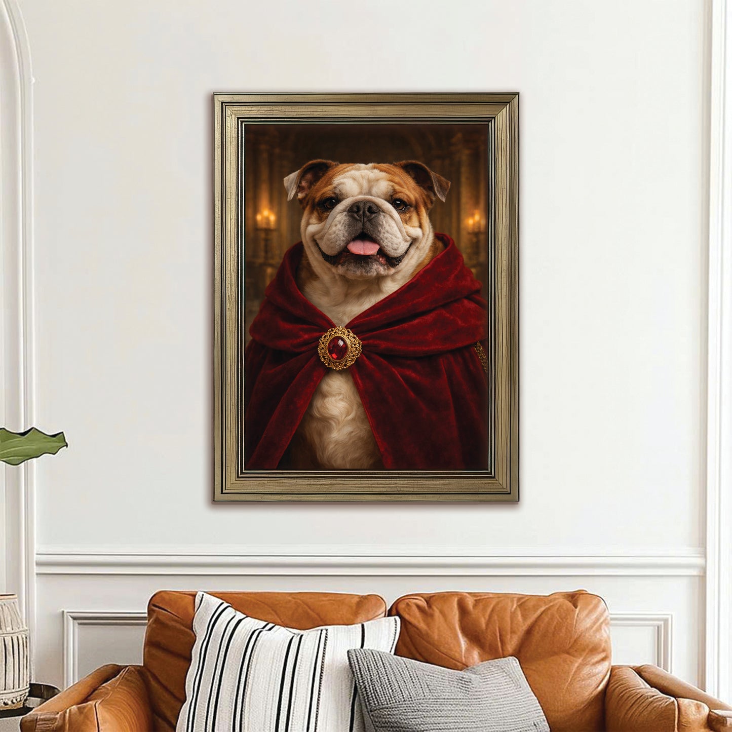 Custom Photo King Royal Dog Canvas Framed Wall Art Gift For Dog Lover