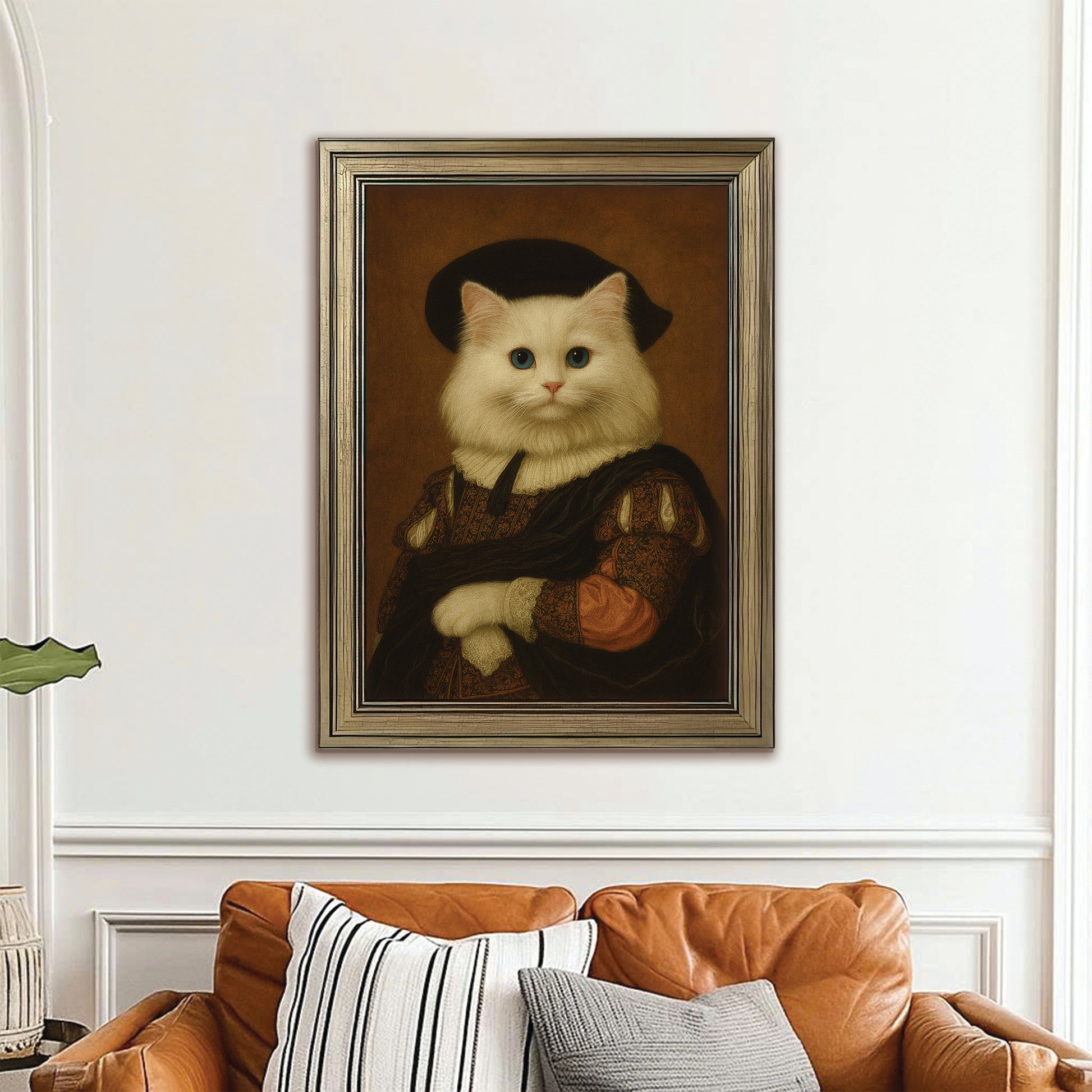 Custom Photo Royal Cat Canvas Framed Wall Art Cat Lover Gifts