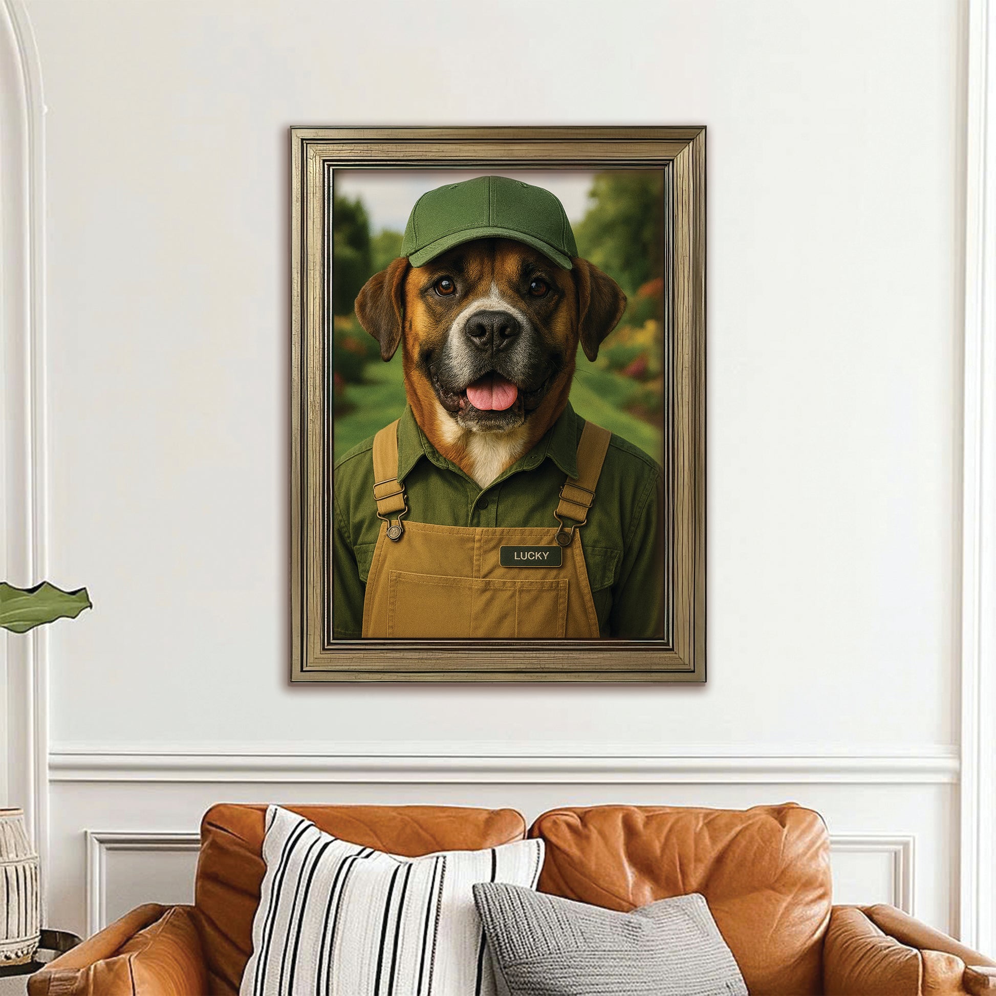 Custom Photo Gardener 2 Dog Canvas Framed Wall Art Gift For Dog Lovers