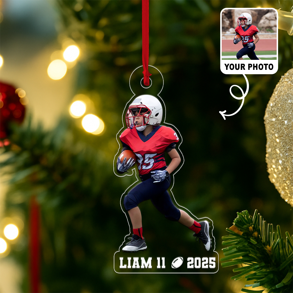 Custom Name Football Player With Name Acrylic Ornament Christmas Gift