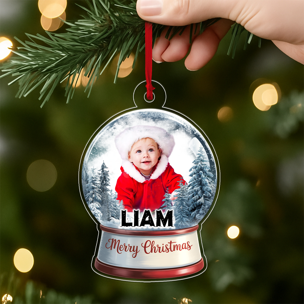 Custom Photo Baby With Name Snow Gloto Baby With Name Snow Globe