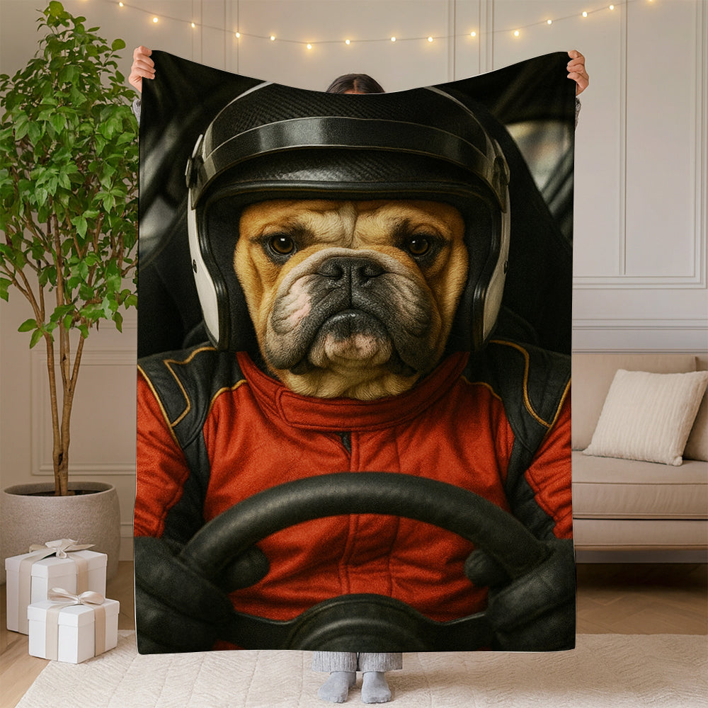 Custom Photo Racing Driver Dog BlanketGift For Dog Lovers
