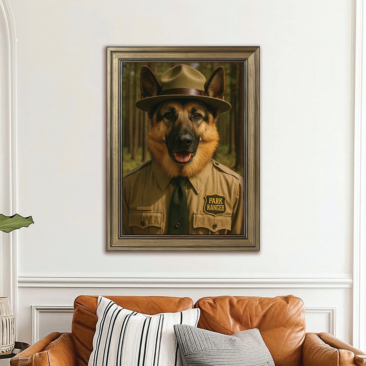 Custom Photo Park Ranger Dog Canvas Framed Wall Art