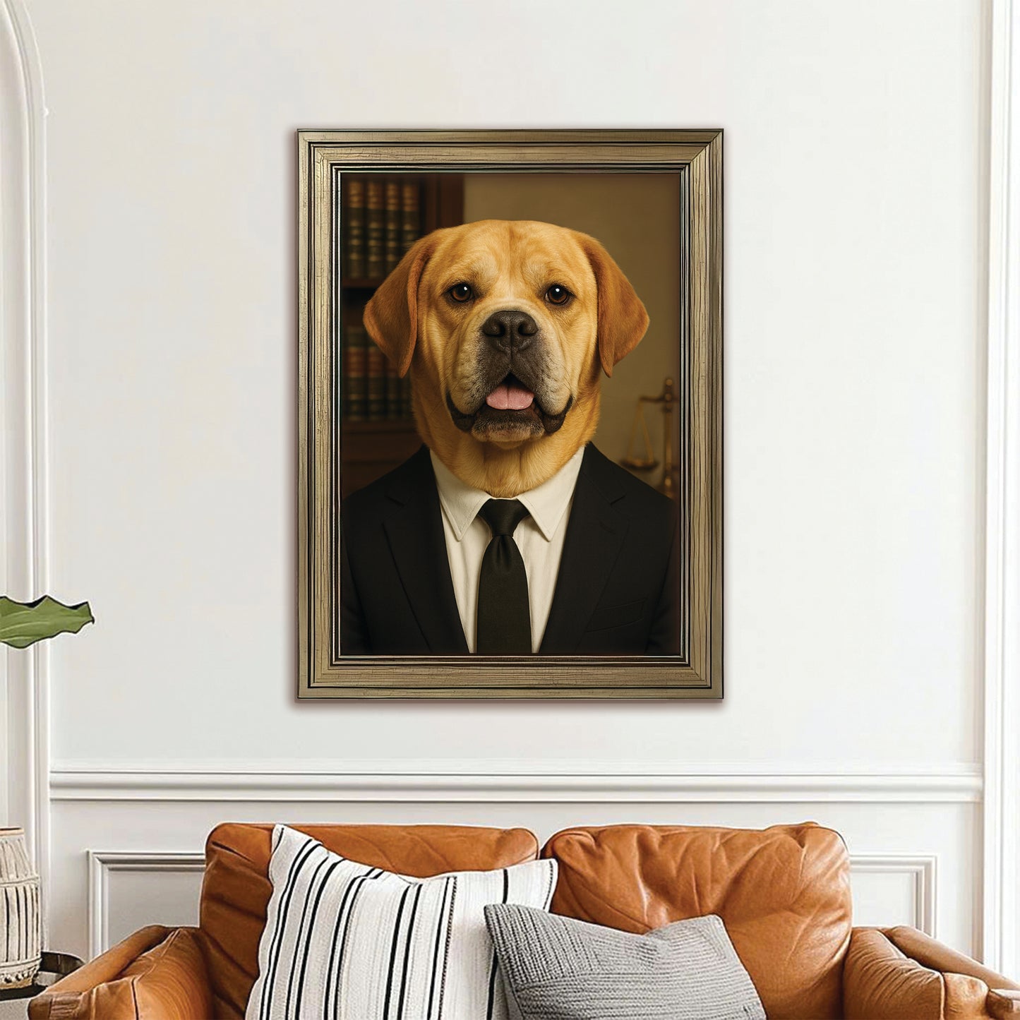 Custom Photo Lawyer Dog Canvas Framed Wall Art Gift For Dog Lovers