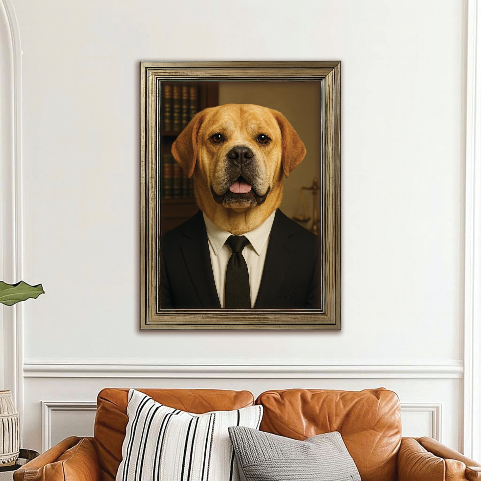 Custom Photo Lawyer Dog Canvas Framed Wall Art Gift For Dog Lovers
