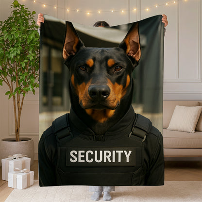 Custom Photo Security Guard Dog BlanketGift For Dog Lovers