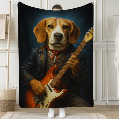 Custom Photo Dog Rock n Roll BlanketGift For Dog Lovers