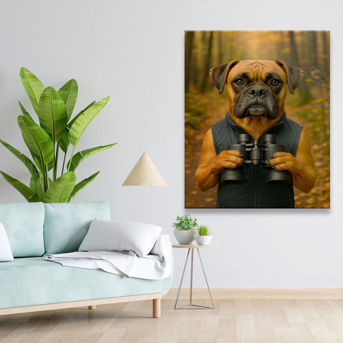 Custom Photo Bird Watching Dog Canvas Gift For Dog Lovers