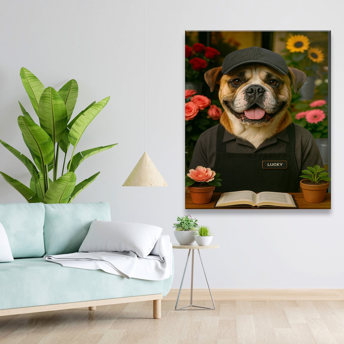Custom Photo Flower Shop Florist Dog Canvas Gift For Dog Lovers