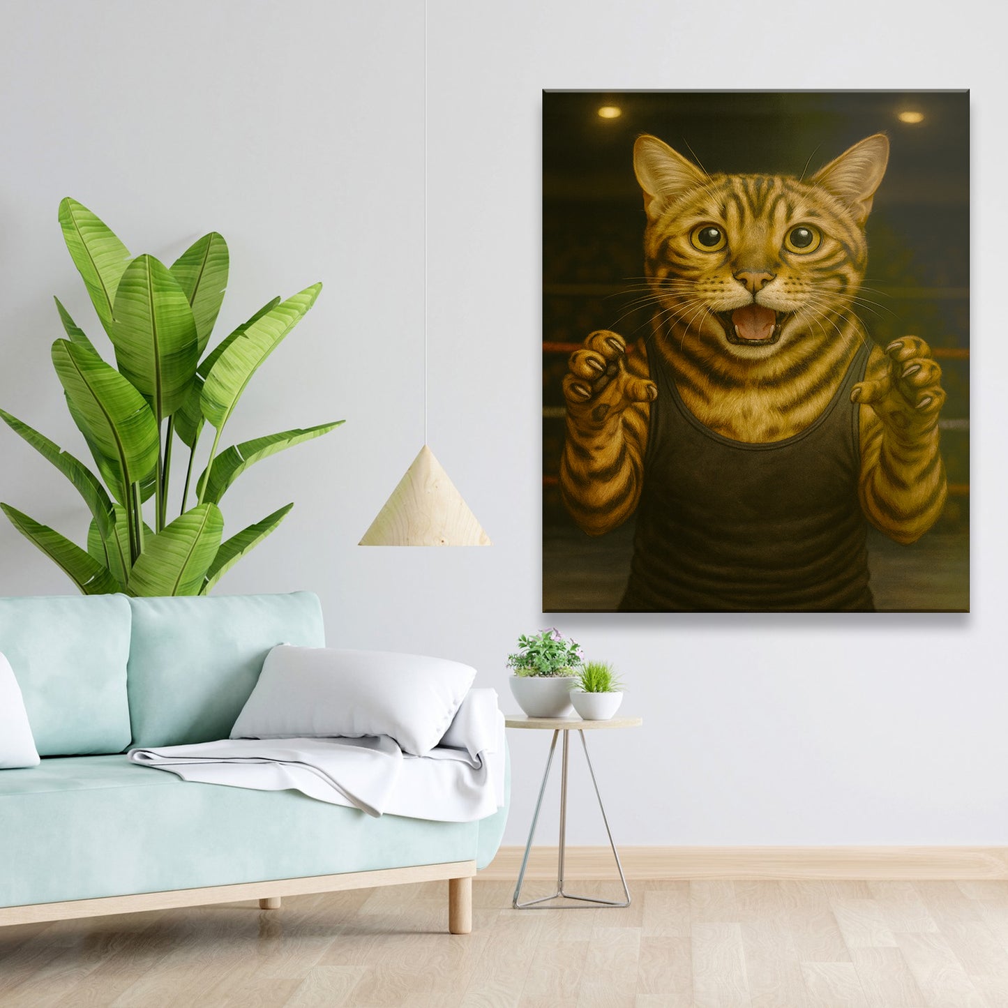 Custom Photo Wrestler Fighter Cat Canvas Gift For Cat Lovers