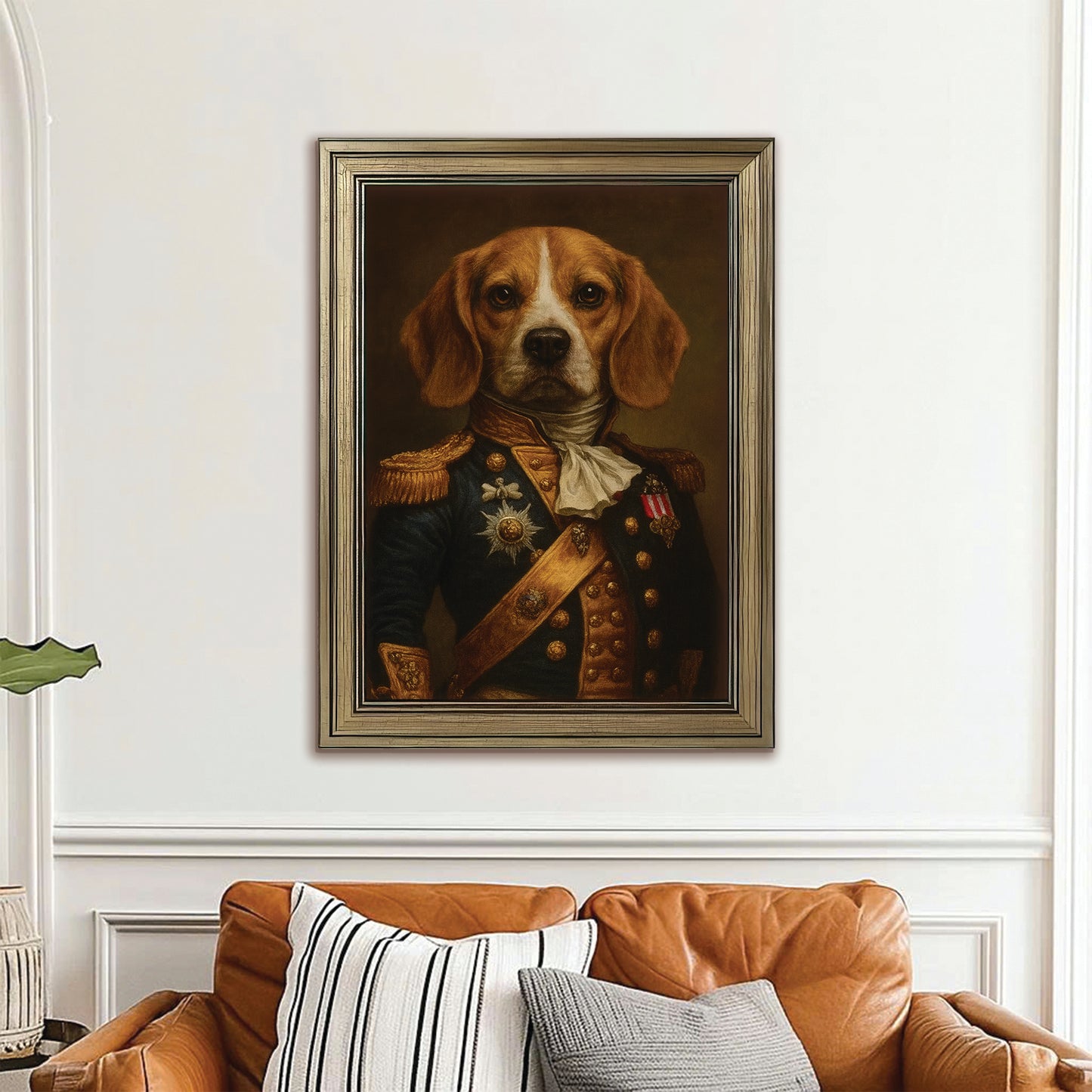 Custom Photo Dog Royal Style 02 Canvas Framed Wall Art Gift For Dog Lovers