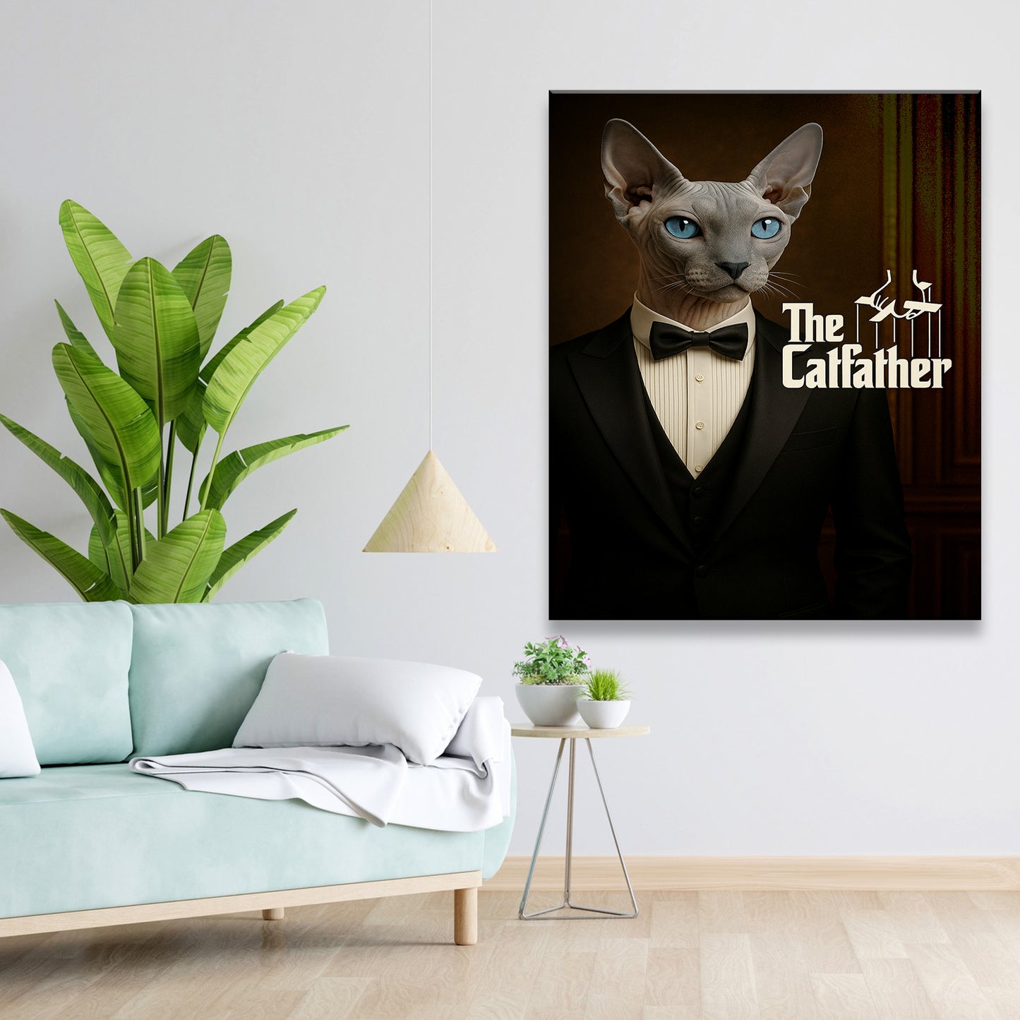 Custom Photo Cat Father Canvas _ Gift For Cat Lovers