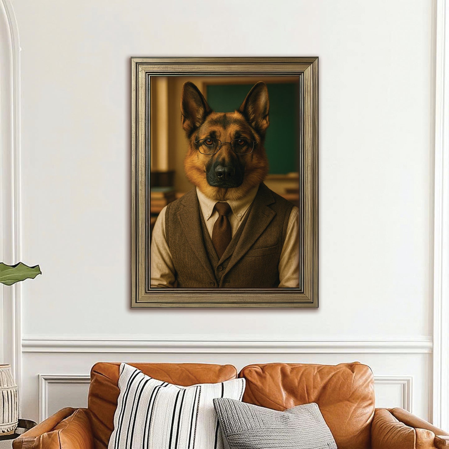 Custom Photo Professor Teacher Dog Canvas Framed Wall Art Gift For Dog Lovers
