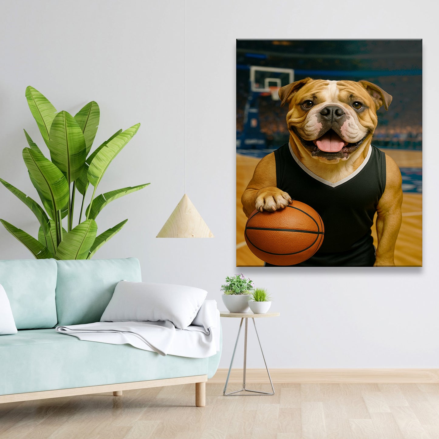 Custom Photo Basketball Player Dog Canvas Gift For Dog Lovers