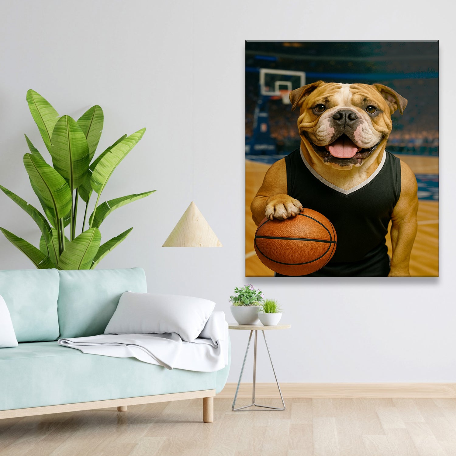 Custom Photo Basketball Player Dog Canvas Gift For Dog Lovers